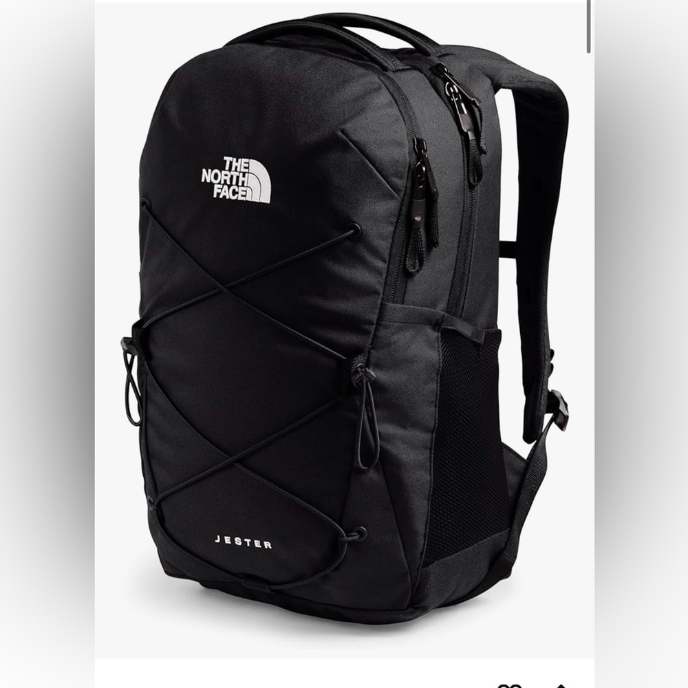 The North Face Jester Backpack rose gold zips and logo